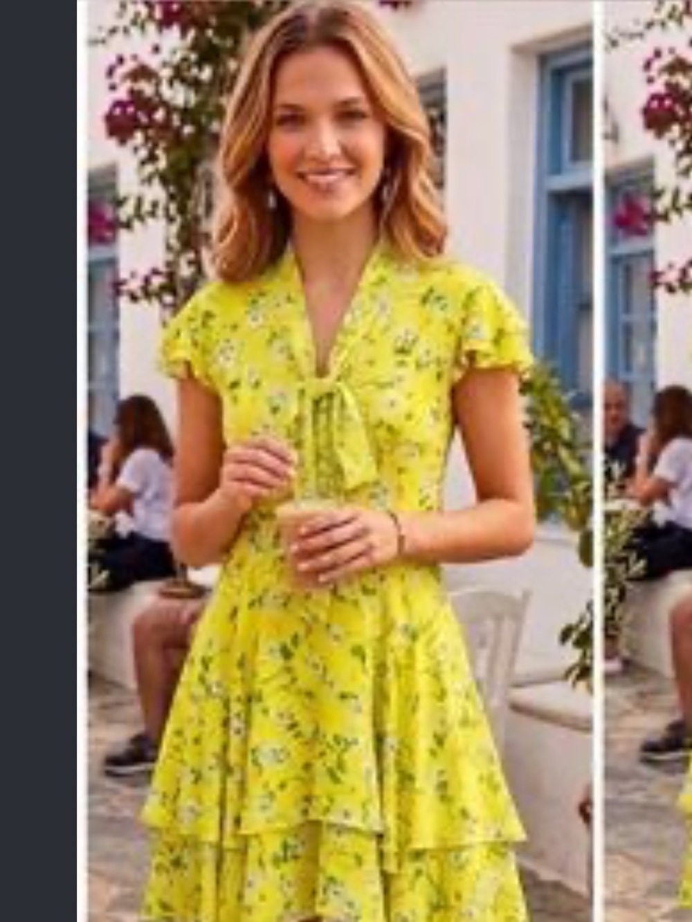Alicia + Olivia Yellow Floral V-Neck Women's Top Size Medium